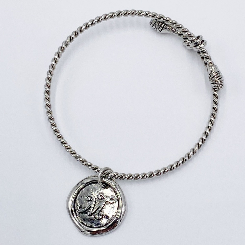 Cookie Lee Cable Charm Bracelet Bangle Initial "M"